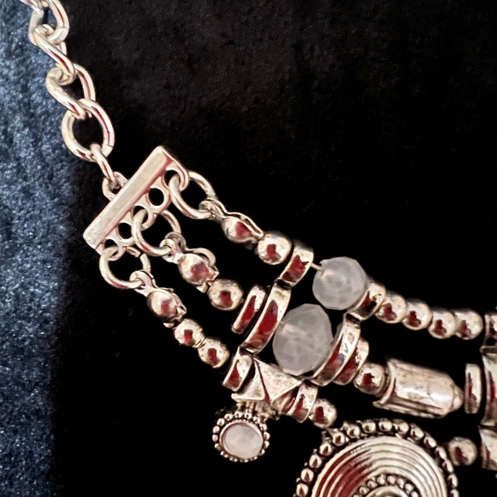 Elegant Moon Stone Silver Statement Necklace - image 3